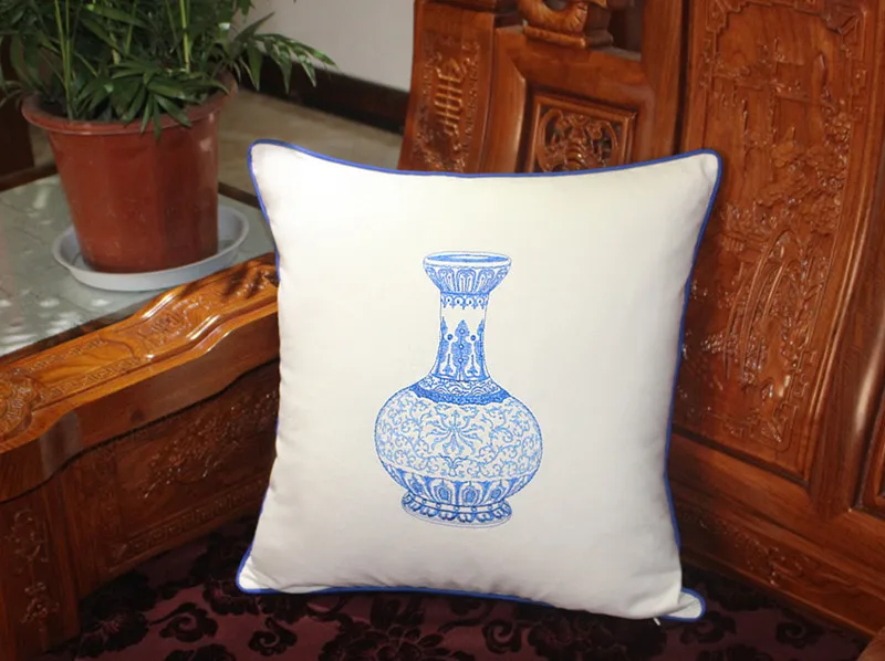 

Home Textile Throw Pillow Pure Cotton Home Decoration Thorw Pillow Cases Plant Flowers Cushion Covers with Hemming Design