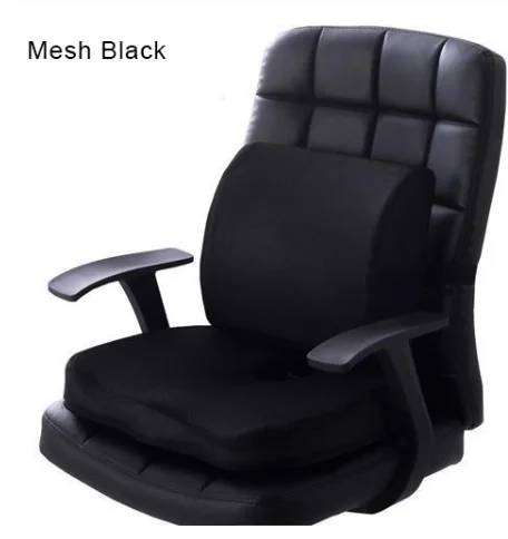 Mesh Black 2 в 1 бамбуковое волокно с эффектом памяти, подушка для сиденья, Подушка для спины, медленный отскок, поддержка талии, набор для дома, офиса, забота о здоровье, Подушка для стула - Цвет: Mesh Black