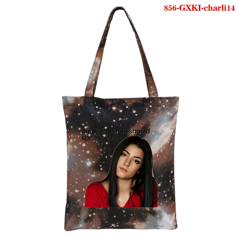 

New Charli Damelio Female Handbags Hot Selling Fashion Handbag Canvas Bag Tote Ladies Casual Shoulder Bag Reusable Shopping Bags