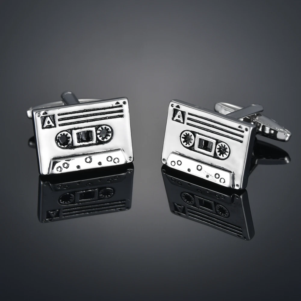 Винтажные запонки в стиле ретро с кассетной лентой для мужских рубашек костюмов