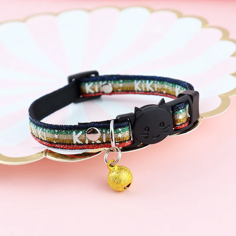 

Cute Bell Collar for Cats Dog Teddy Pomeranian Adjustable Multicolor Pet Collars Leads Pet Collar Cat Accessories Pet Supplies
