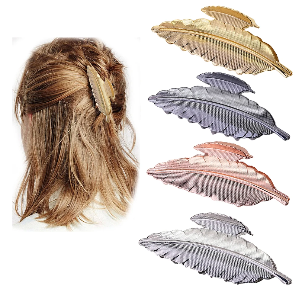 Заколки для волос в форме листьев Женские аксессуары металлическая заколка-краб