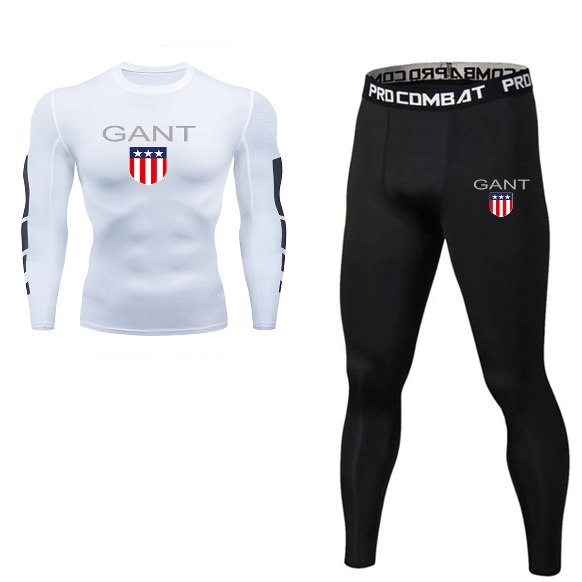 

Summer men's fitness wear running sports suit men's casual sports shorts quick-drying tights Long sleeve training sportswear