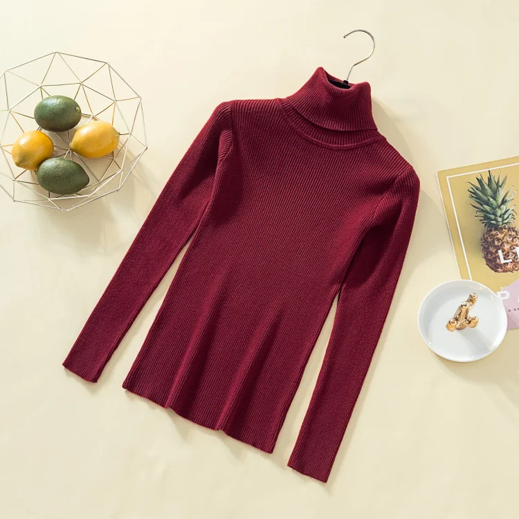 On sale 2019 autumn winter Women Knitted Turtleneck Sweater Casual Soft polo-neck Jumper Fashion Slim Femme Elasticity Pullovers | Женская