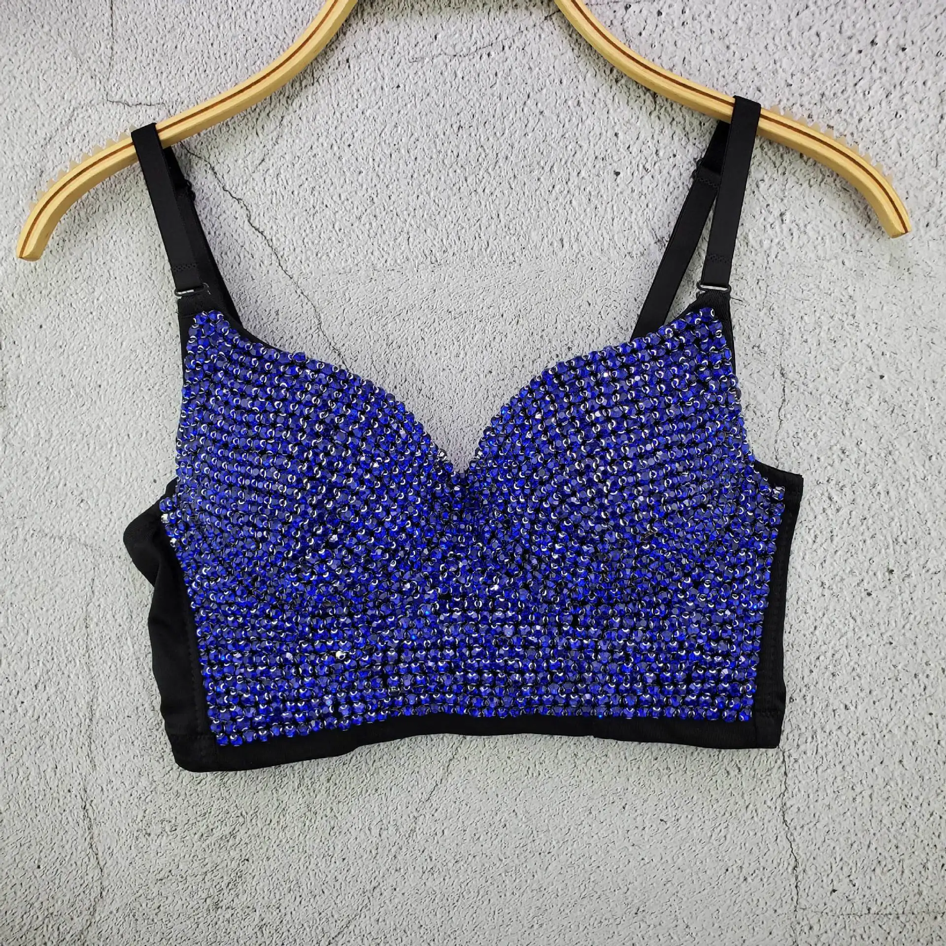 8 Colors Women High Street Beading Diamonds Top Party Club Stage Arena Spaghetti Strap Short Designer Fashion Sparkly Camis