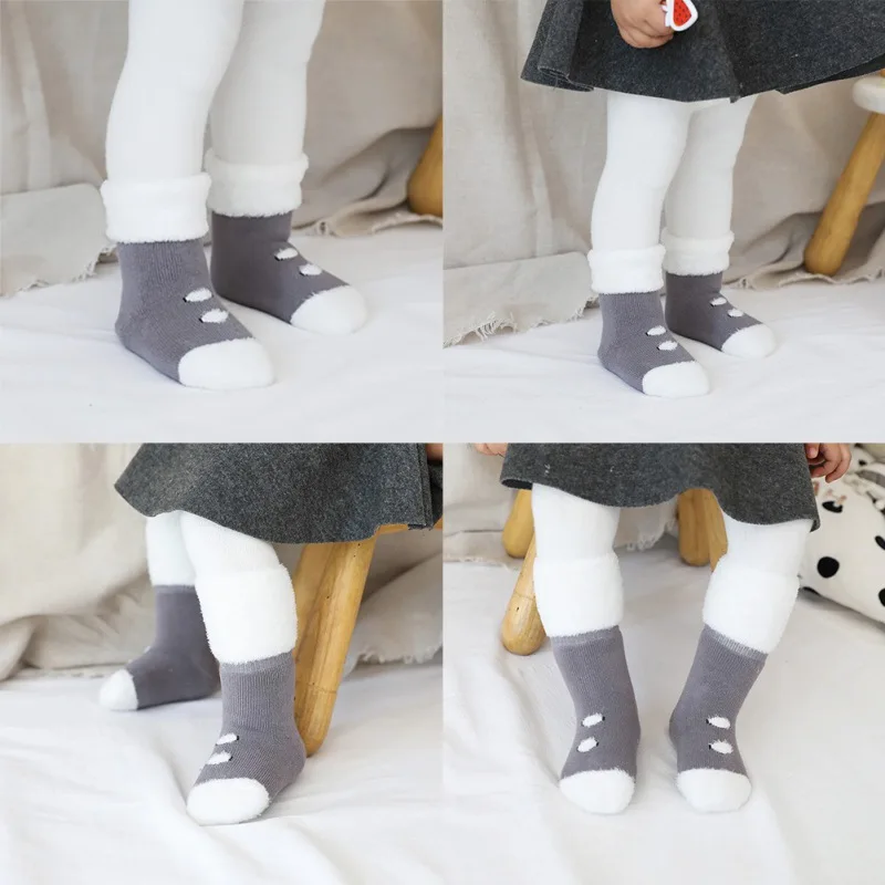 

Warm Baby Kids Socks Solid Soft Infant Toddler Baby Boys Girls Anti-Slip Knitted Warm Socks Floor Socks