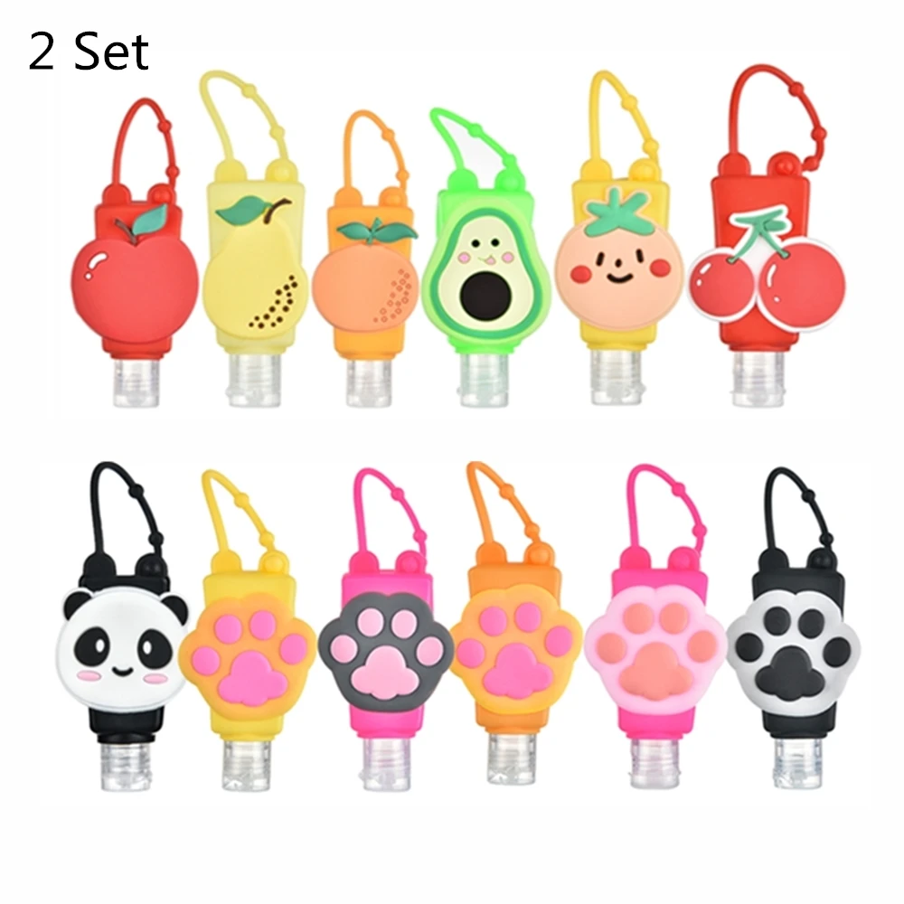 

12pcs Cartoon Flowers Mini Hand Sanitizer Bottle Portable Split Bottle No Clean Detachable Cover Hand Gel Holder Kids Gifts