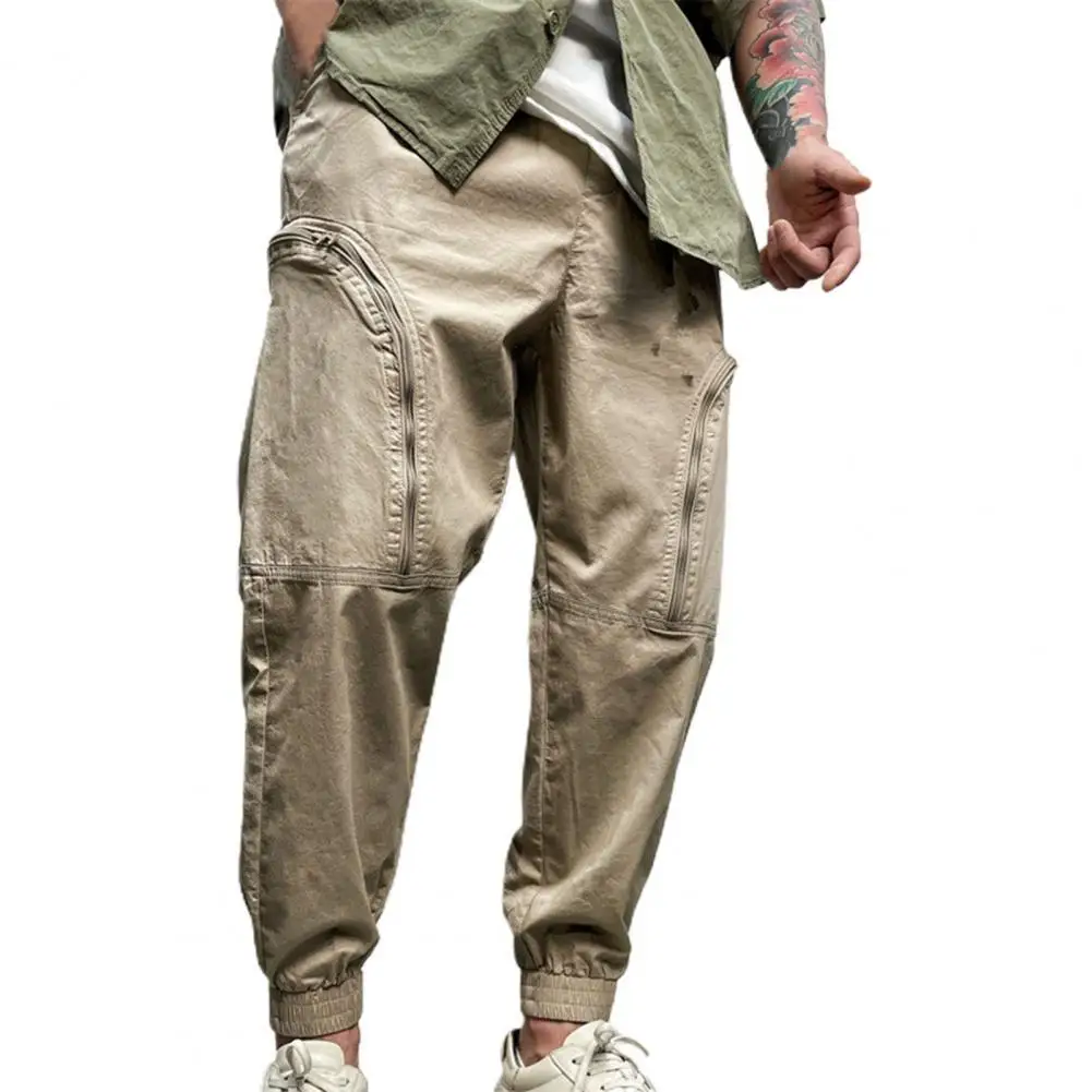 

Fashion Streetwear Men Jeans Loose Fit Green Gray Khaki Casual Cargo Pants Slack Bottom Japanese Style Hip Hop Joggers Pants