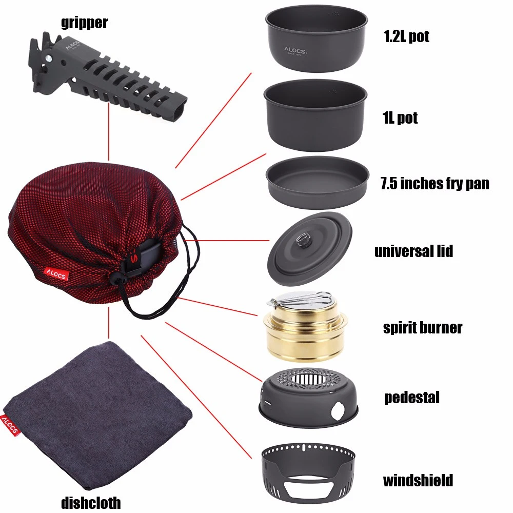 ALOCS CW-C05 Открытый Кемпинг портативный набор посуды походы пикник посуда Плита