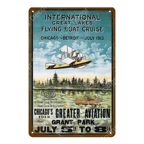 

American Style Airplane Fighter Metal Signs Aircraft Plane Wall Sticker Vintage Painting Poster Pub Bar Room Home Decor YI-013