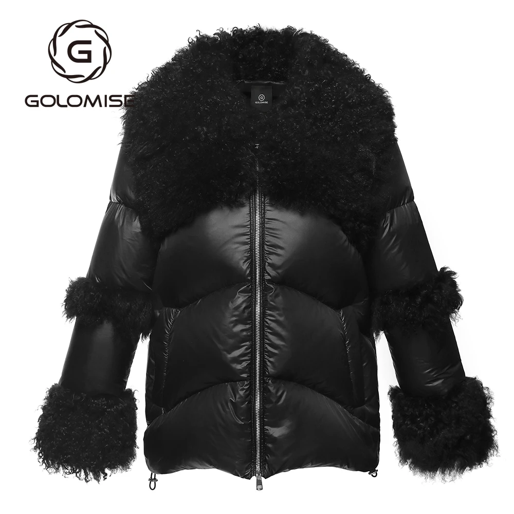 Женский модный пуховик Golomise пальто с отделкой из натурального меха