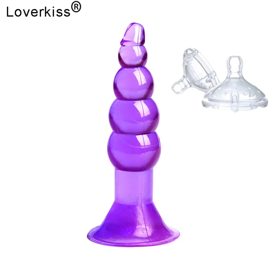 Анальная пробка Loverkiss мягкая Желейная с бусинами для точки G анальная