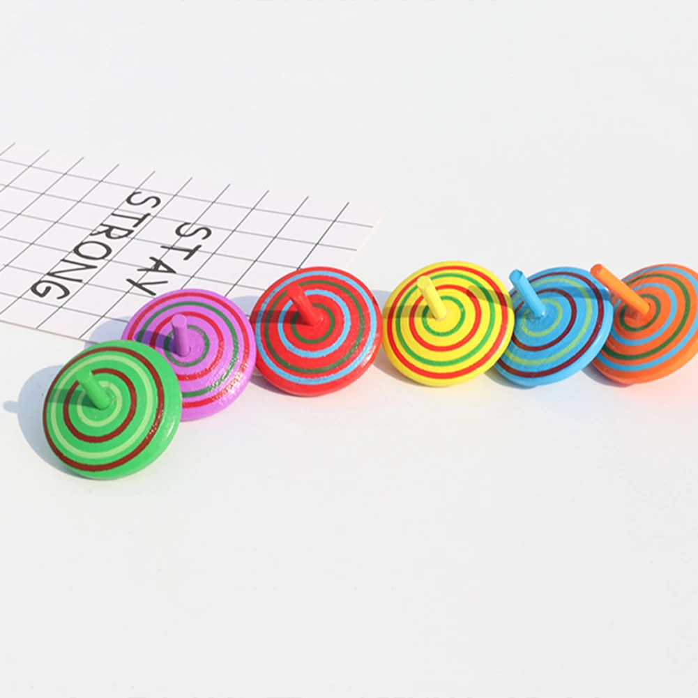 

4Pcs Wooden Classic Colorful Spinning Tops Developmental Kids Stress Relieve Toy