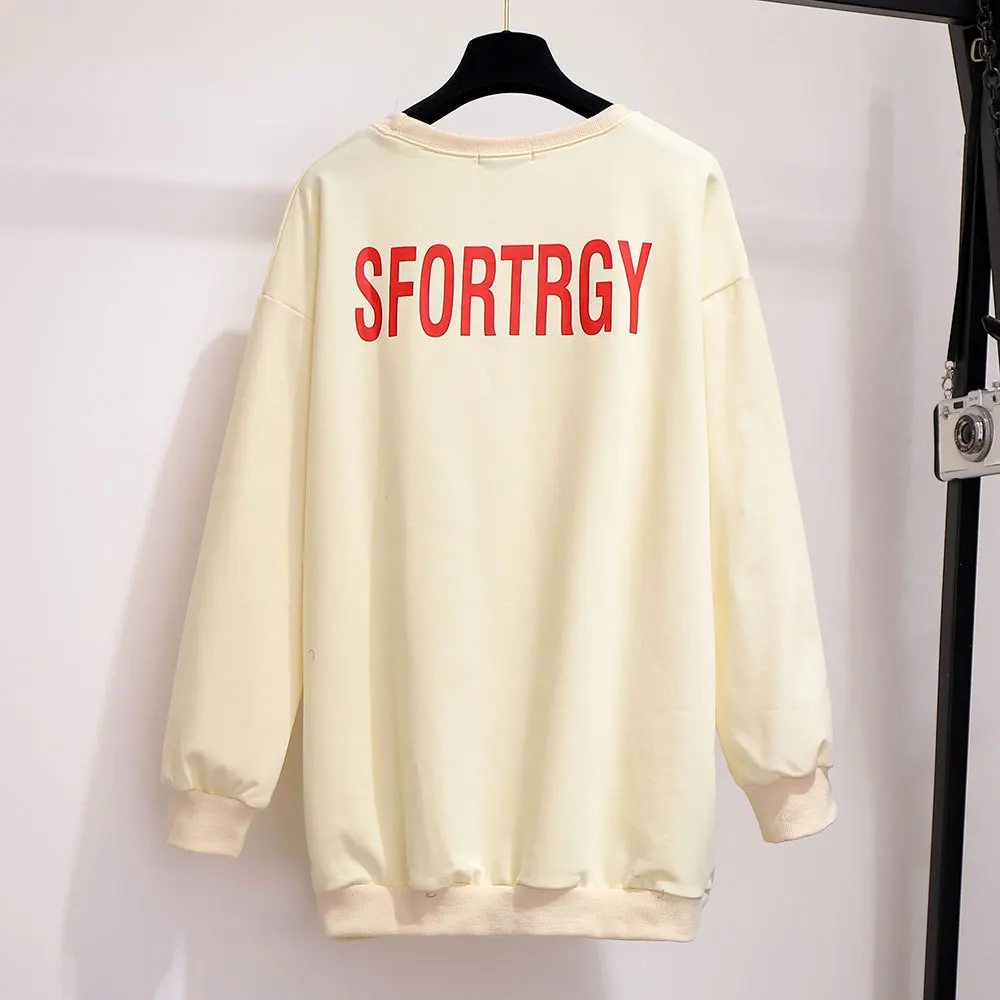 XXL ~ 5XL Милая футболка с принтом из мультфильма Осень-зима 2019 Свободный
