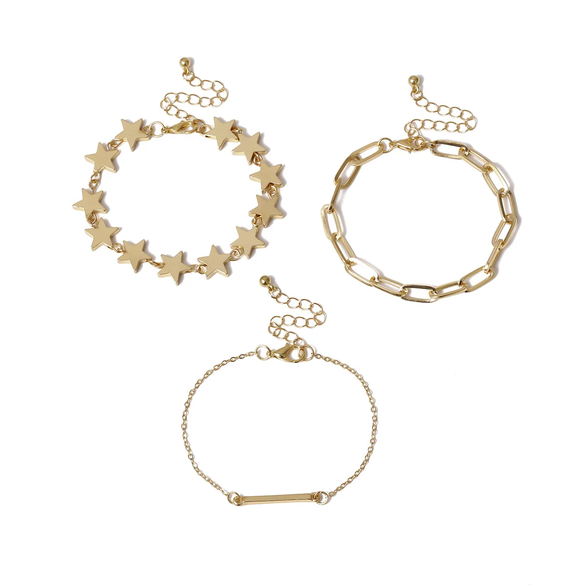 

korean Bracelets For Women Personalized Simple Tassel Cross Chain Bracelet Female Temperament Star-shaped One-word Set Bracelet