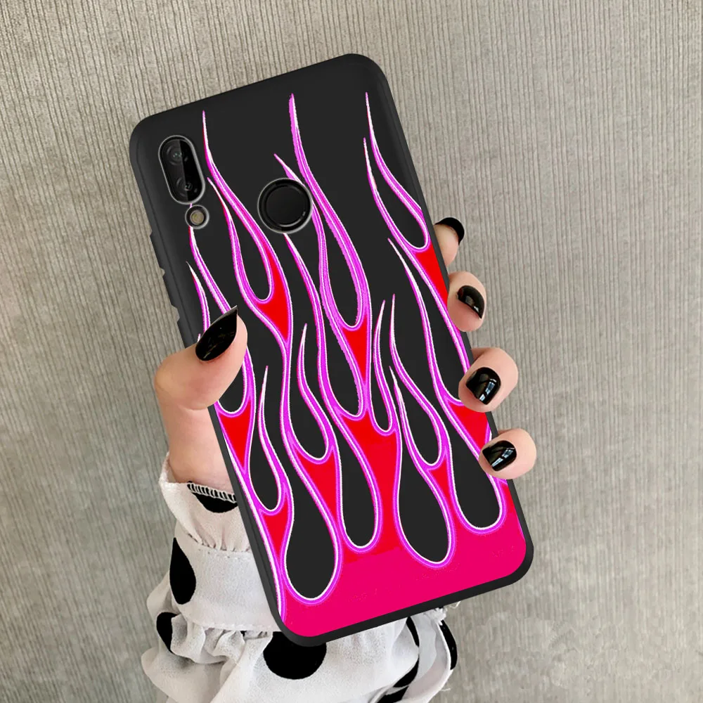 Мягкий ТПУ чехол накладка с рисунком красного и зеленого пламени для Huawei P40 Lite Pro 20