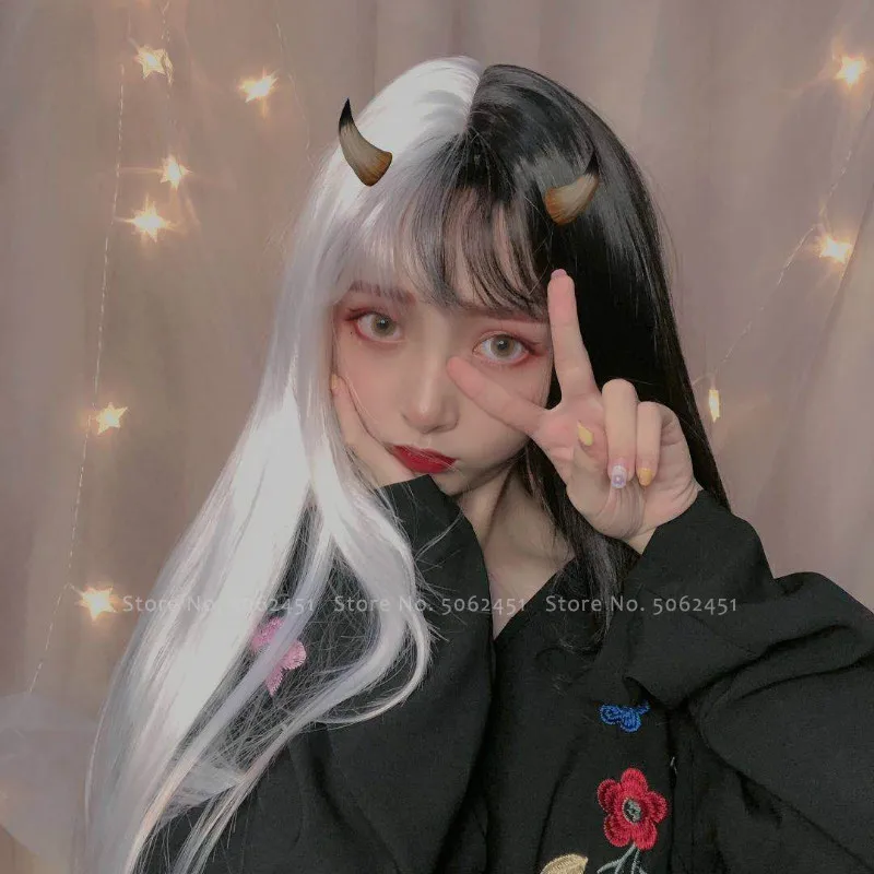 Женские костюмы для косплея белый черный розовый парик из японского аниме-аниме