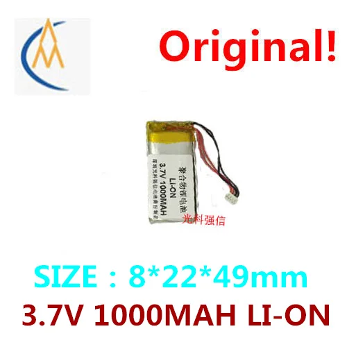 

New sufficient capacity polymer li-ion battery 3.7 V 802249 1000 mah MP3 bluetooth headset/equipment/mini navigator speakers