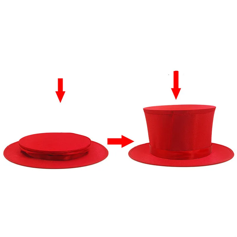 3 цвета складной топ шляпа весна Волшебные трюки (черный и игральные карты шаблон)