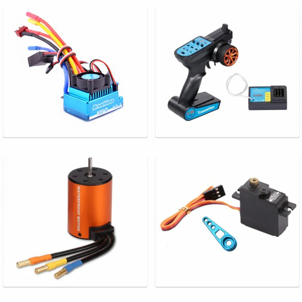 

Professional 120A Brushless ESC Motor Set 2.4G Remote Control Steering Gear Rocker Arm for WLtoys 144001 RC Car Accessories