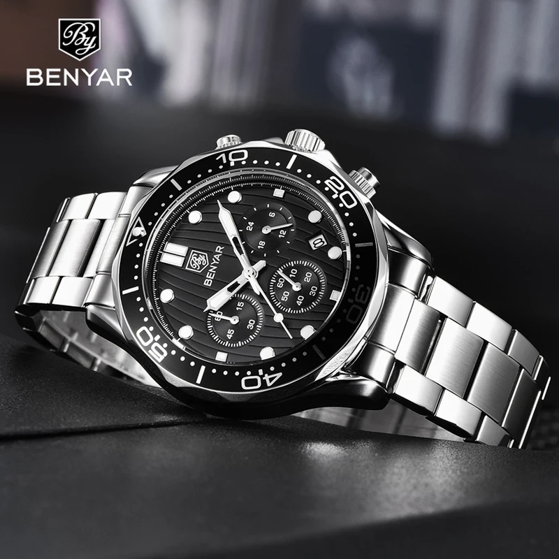 BENYAR Top Brand Luxury Watch Men Sport Watches For Men Quartz Watches Mens 2020 Business Military Chronograph relogio masculino