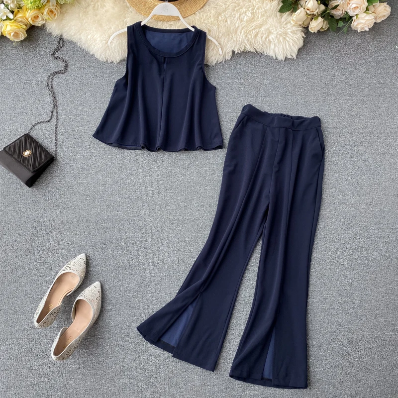 Модные рубашки с короткими рукавами и укороченным топом + свободные брюки из