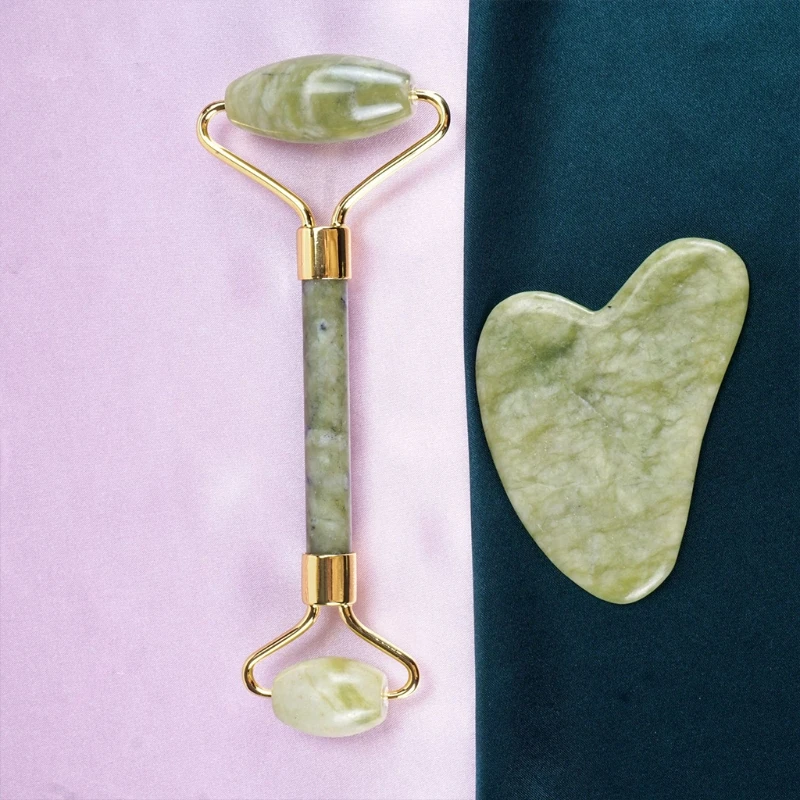 

Jade Roller Guasha Board Scraping Massager Tools for Face Body Facial Massage SPA Skin Tightening Acupuncture
