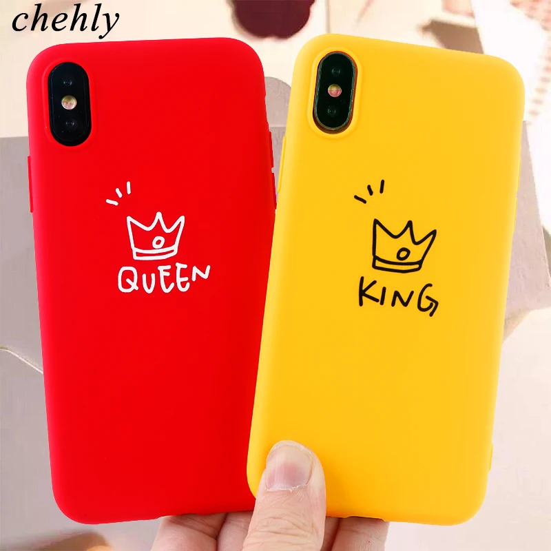 Милый чехол для телефона с короной Iphone 6s 7 8 11 Plus Pro X XS Max XR King Queen Solf силиконовый