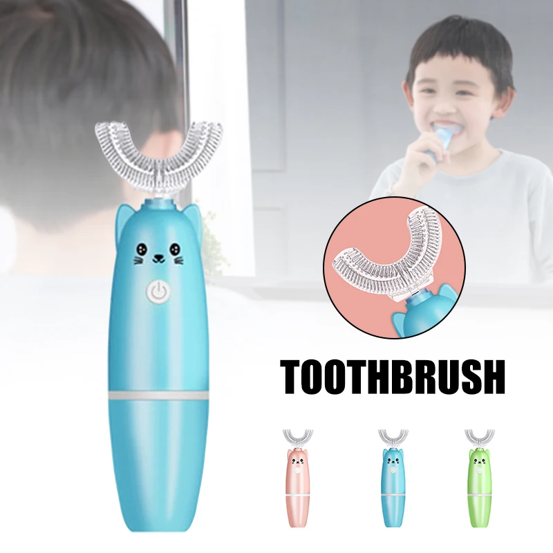 

Children Electric Toothbrush Set Cartoon U-shape Automatic Toothbrush Portable Teeth Cleaning Tool Toothbrush Wh998