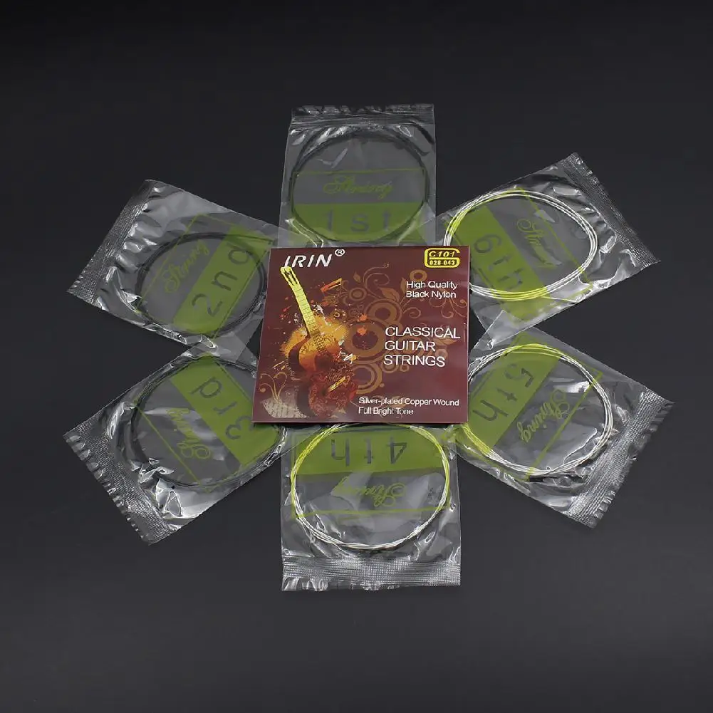Набор струн для классической гитары IRIN 6 шт. черный нейлоновый сердечник с