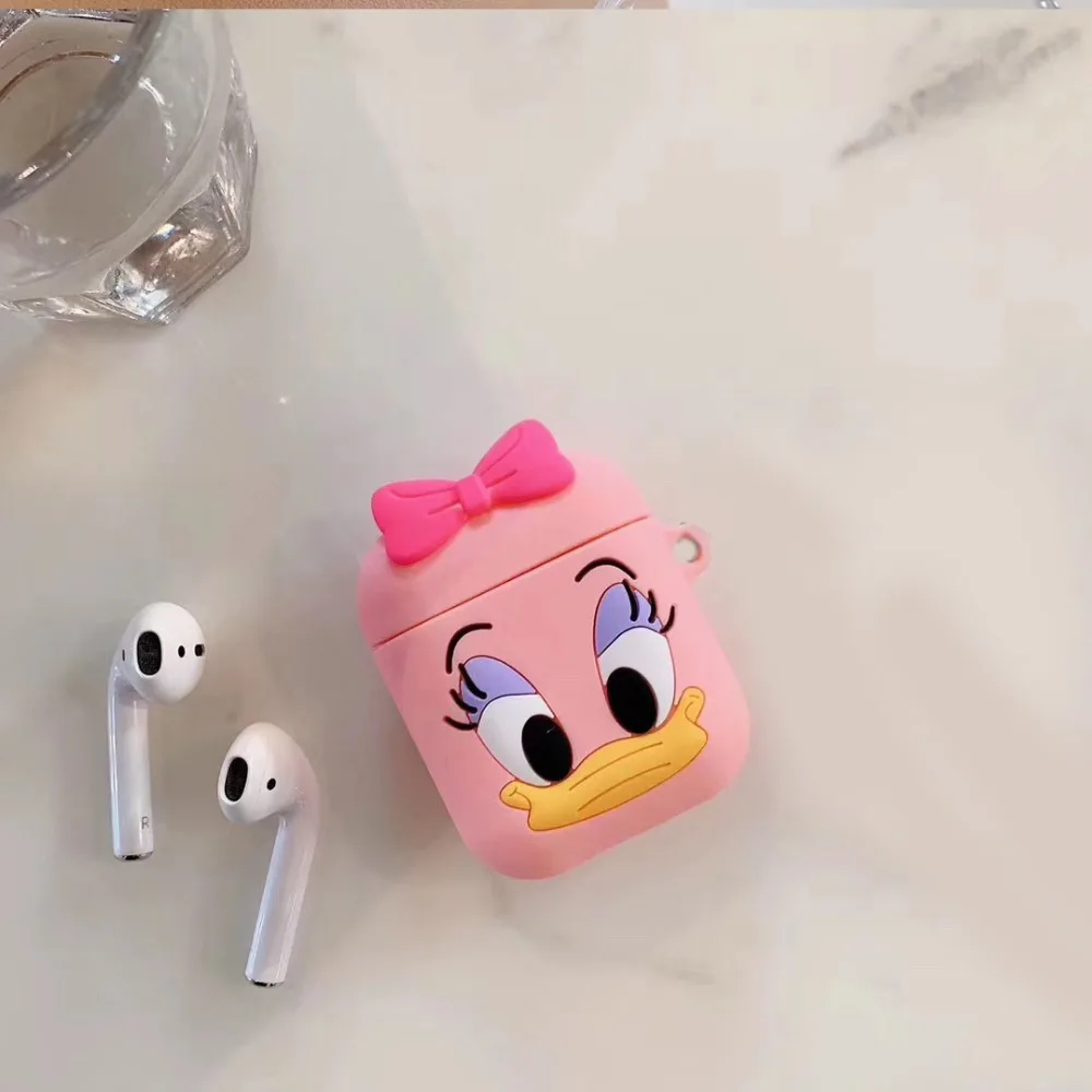 Чехол для airpods 1/2 с милой уткой и милым котом из мультфильма для air pods 2, силиконовый чехол, Bluetooth, беспроводной чехол для наушников