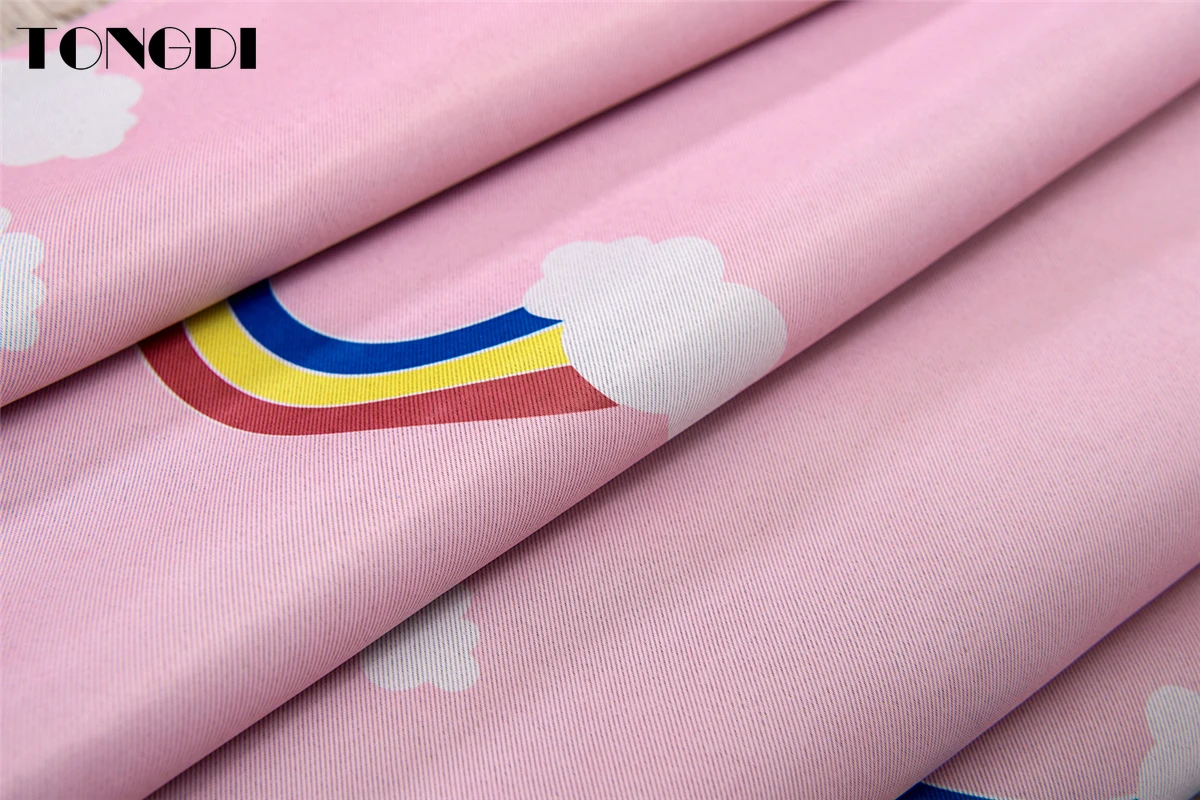 TONGDI Детские затемняющие занавески с мультяшным радужным принтом