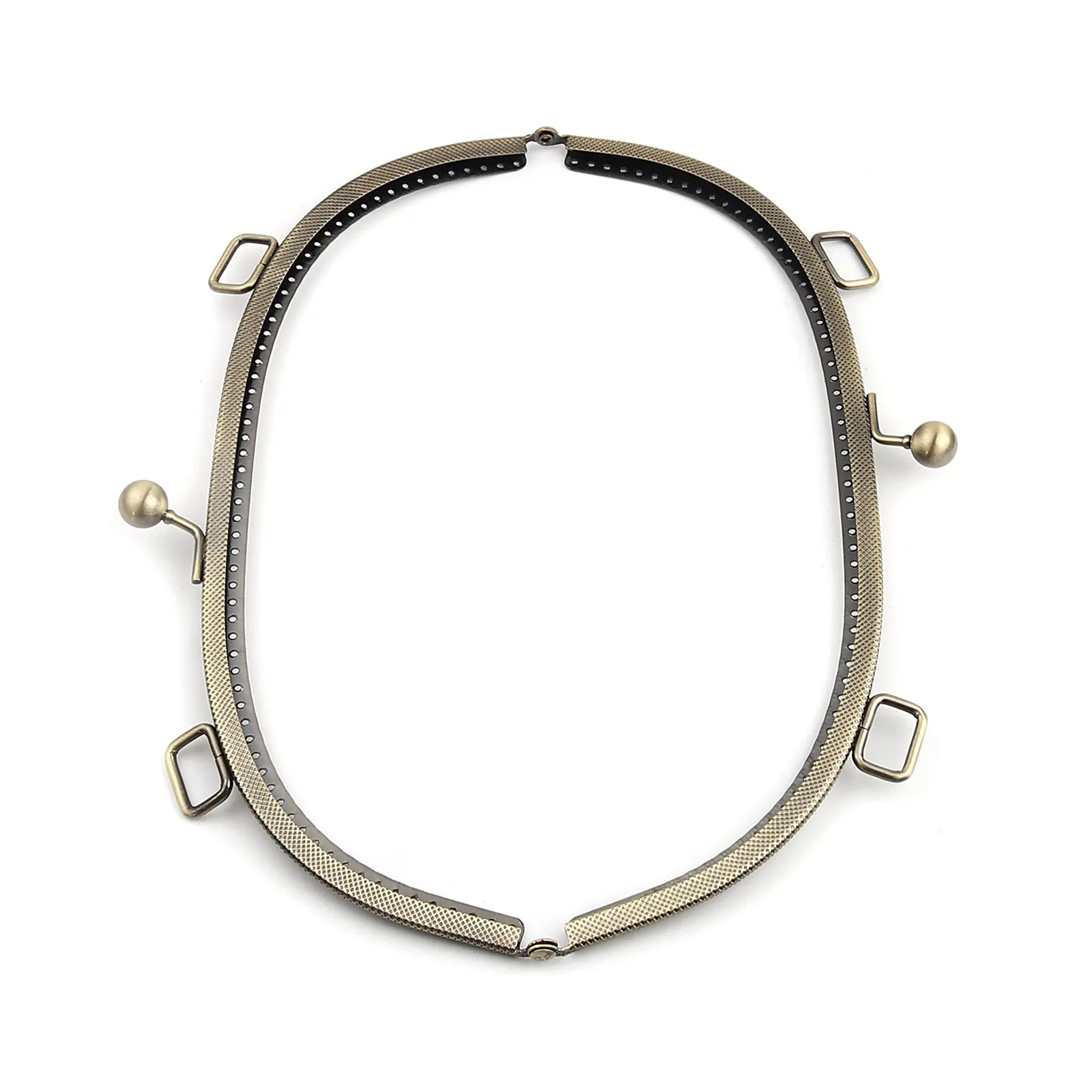 

Iron Alloy Kiss Clasp Purse Frame Handles for Clutch Bag Handle Arched Antique Bronze 25.5*11cm, Open Size: 25.5*22cm, 1 Pc