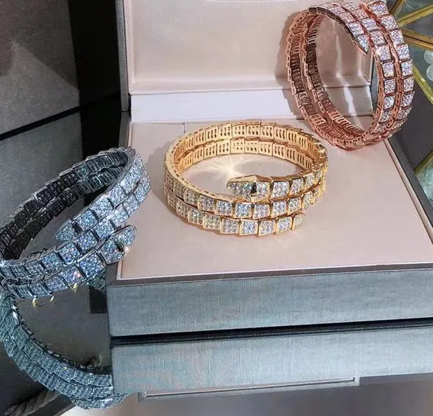 Абсолютно новые женские аксессуары из цирконов S925 серебро bijoux femme двойной обруч змея манжеты браслет adjsutable ювелирные изделия