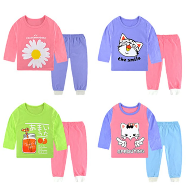 

Children's Pajamas Baby Sleepwear Pyjamas Kids Girls Nightwear Long Sleeve Cotton Cartoon Print Boys Pajamas Sets Clothes