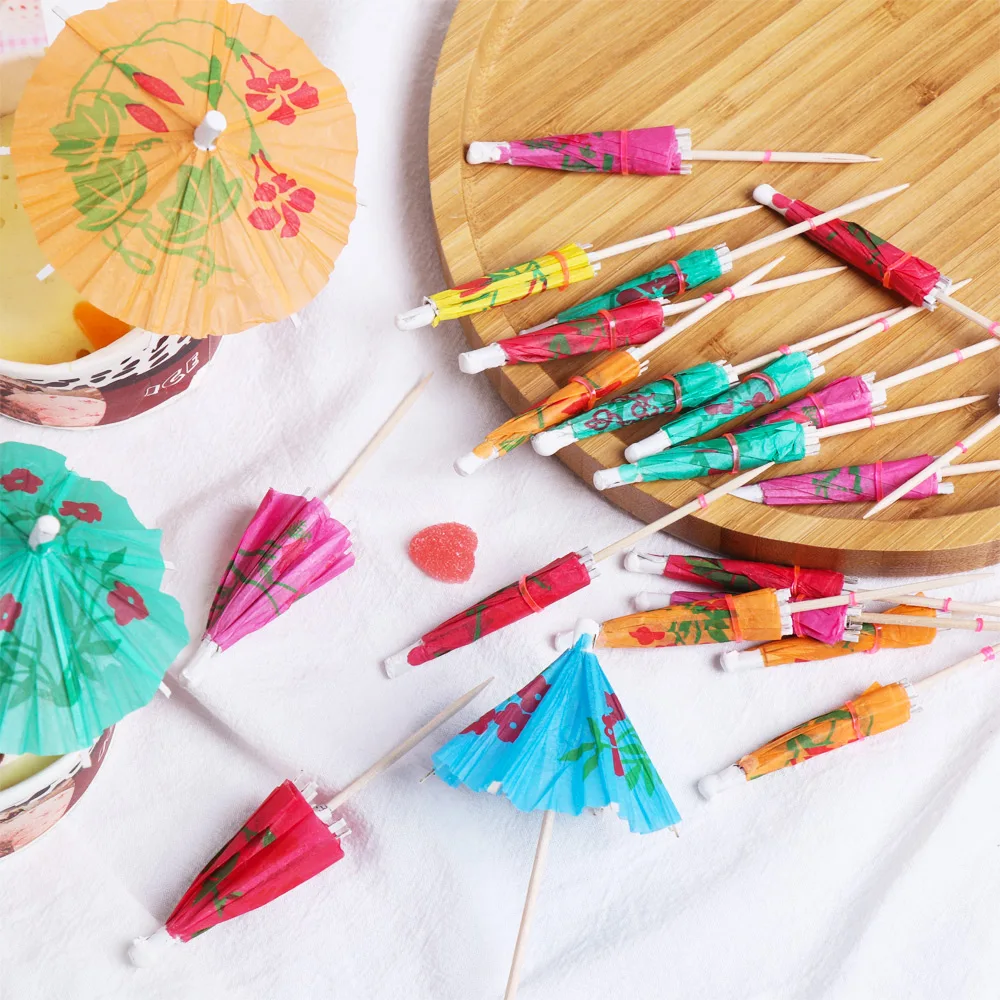 24 шт. бумажные Коктейльные зонты для напитков Зонты Луау палочки тропические
