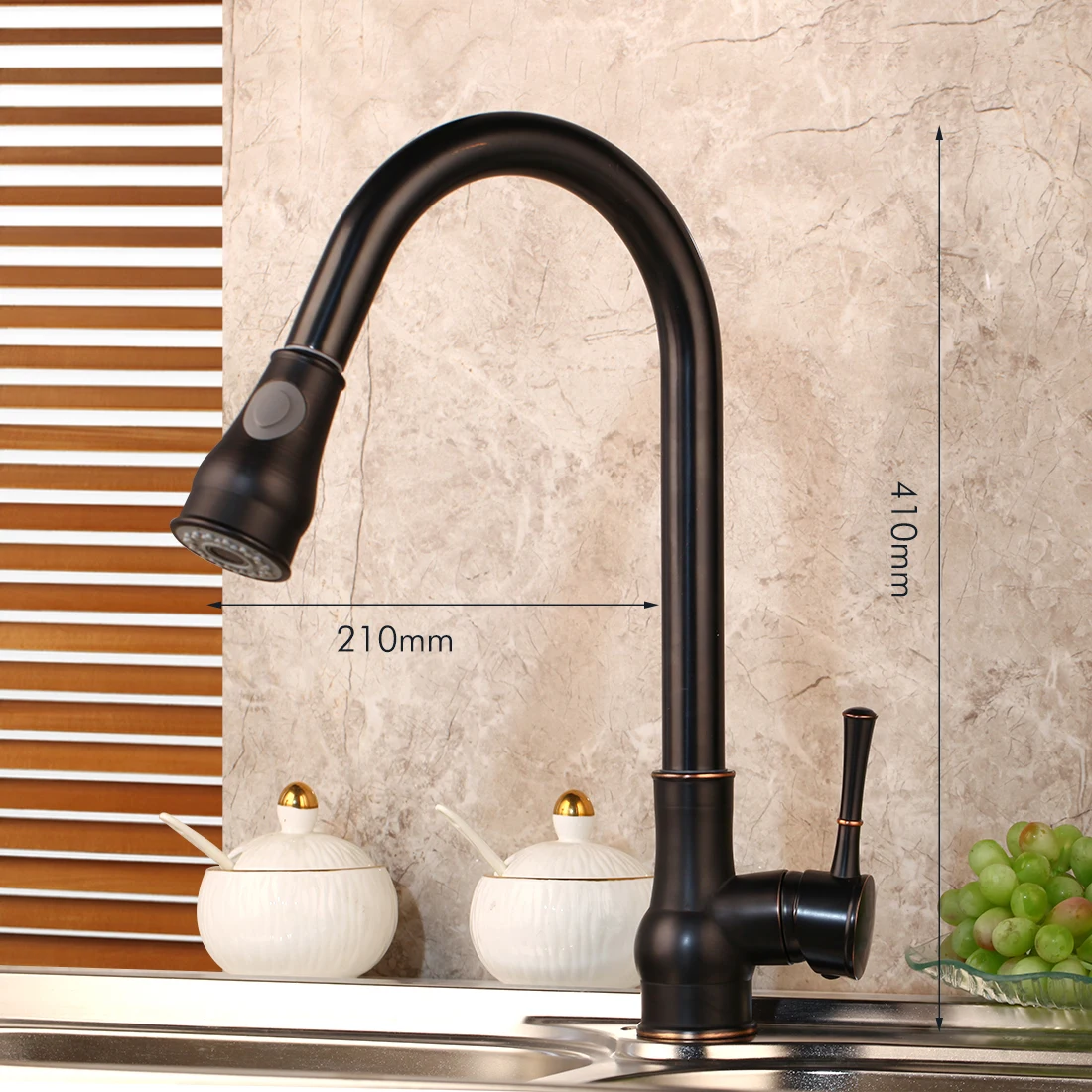 Kitchen Tap 3 ORB Monite Твердый латунный выдвижной кухонный кран хромированный полированный кухонный смеситель для раковины вытяжной душ кухонный кран опрыскиватель - Color: Kitchen Tap 3 ORB