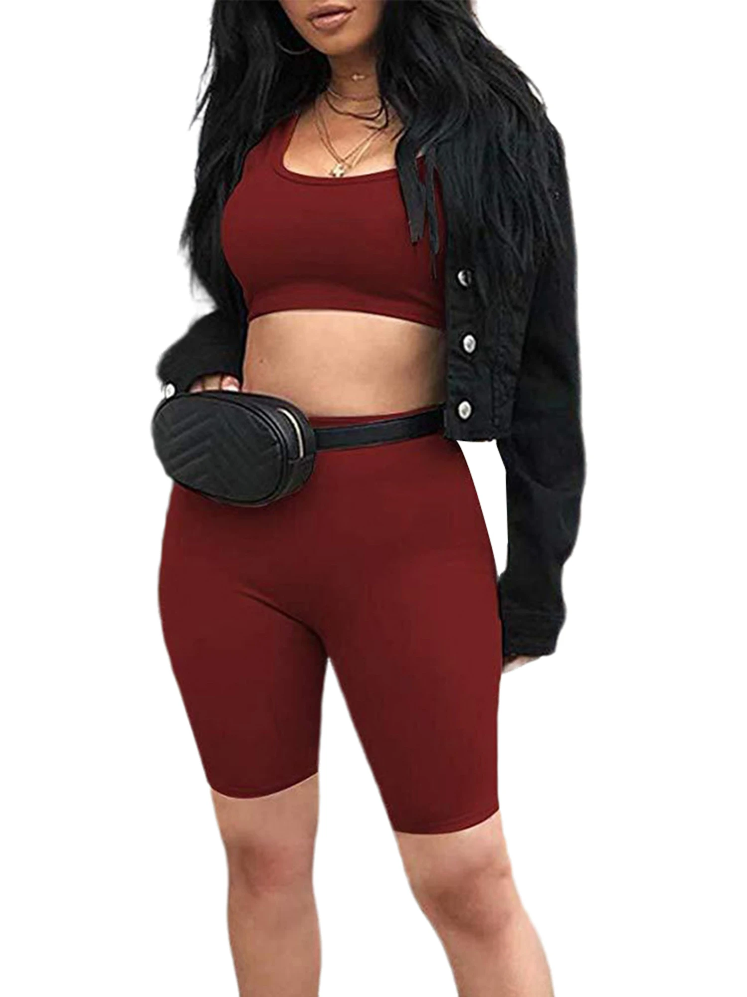 

Women Fashion Shorts Skinny High Waist Leggings Solid Color Running Workout Womens Ladies Shorts