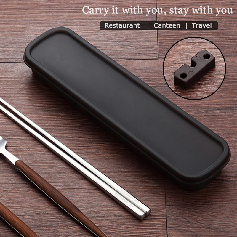 Новый универсальный черный портативный разъем столовые приборы из PP коробка для