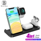 4-в-1 Беспроводная зарядная станция, подставка для Apple iPhone 11 12 Xs Watch 6 5 3 Airpods Pro, беспроводная быстрая зарядка, складная Базовая док-станция