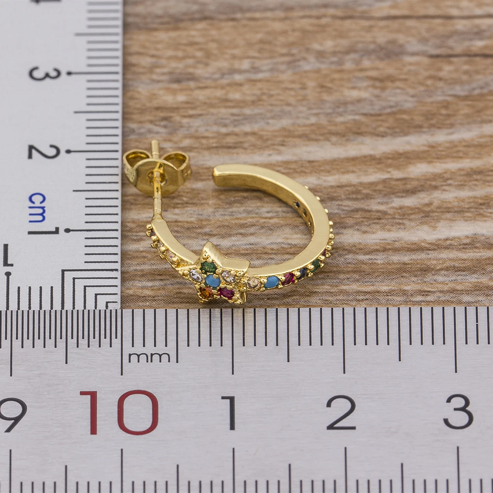 Dames Regenboog Hart Oorbellen Topkwaliteit Koper CZ Kleurrijke Zirkoon Eeuwige Elegante Sieraden Oorbellen