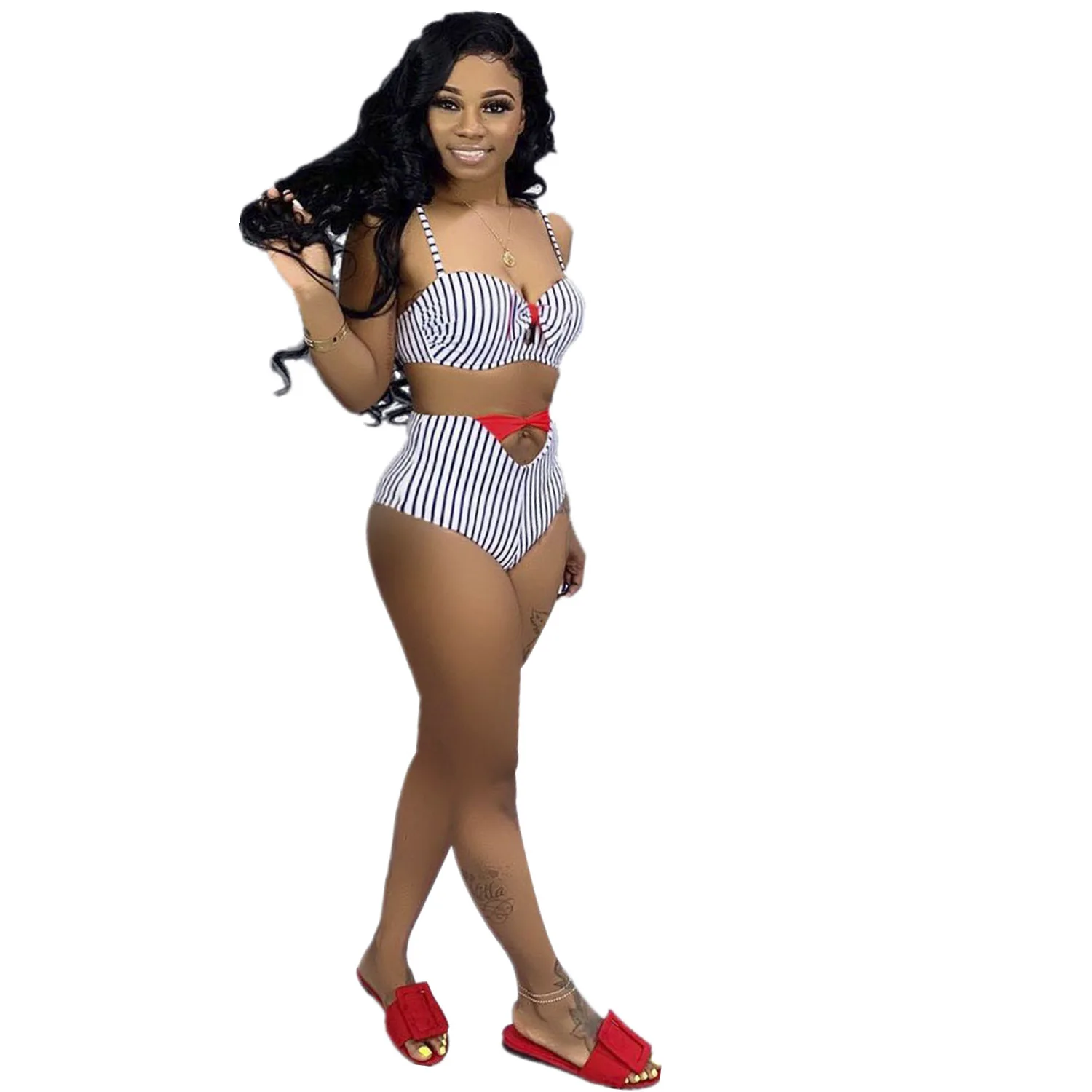 Женские комплекты бикини одежда Новинка лета 2021 бюстгальтер в полоску с принтом