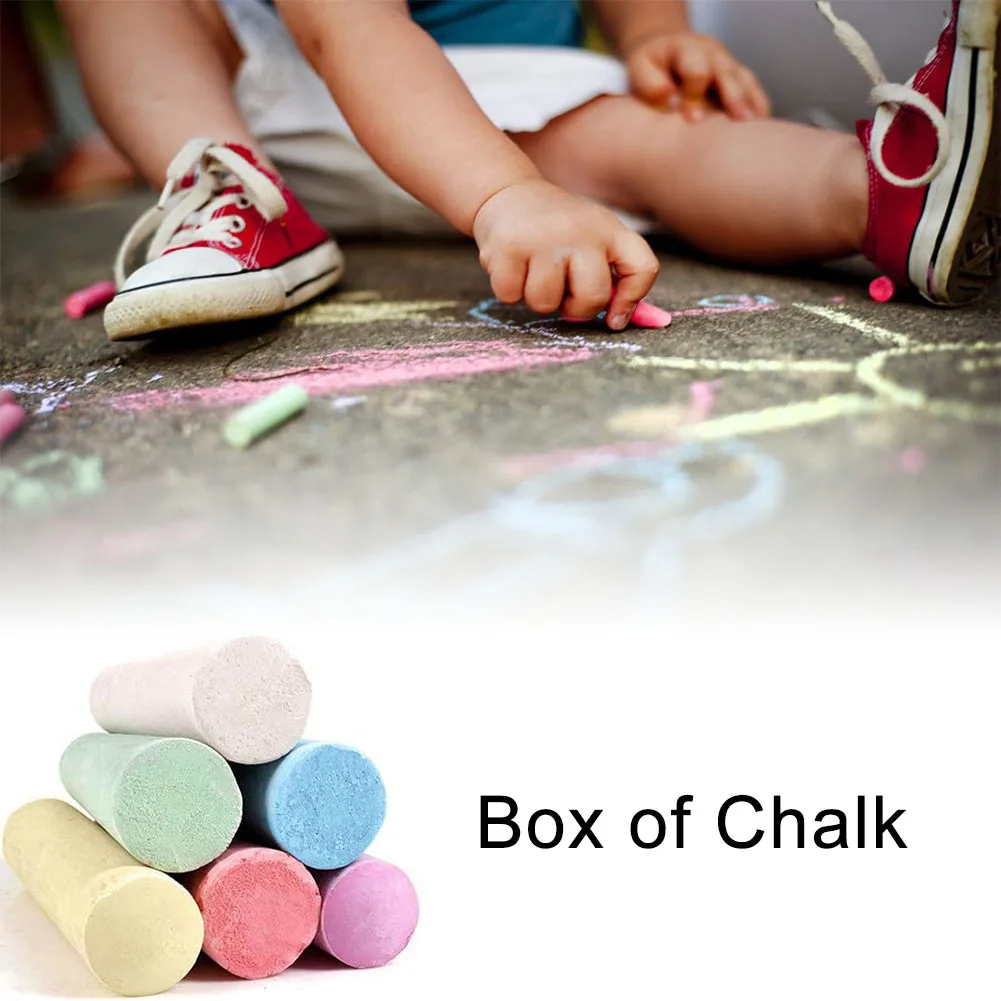 

12Pcs Sidewalk Set Street Chalks 6 Bright Cheerful Colors Nontoxic Washable Hex Dust-free Chalks For Chalkboards Playground
