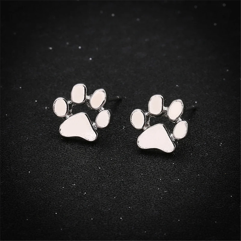 

Dog Earrings Jewelry Print Cute for Fashion Cartoon Animal Women Push-back Zinc Alloy Metal Unisex Handmade Soft Gift Paw