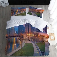 city night duvet cover brightly lit bedding set printing luxury 3pcs quilt cover single double home textile 240220140200