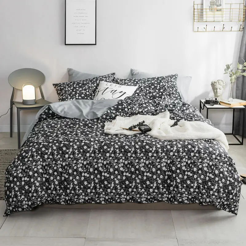 Комплект постельного белья из хлопка с цветочным принтом Высококачественная