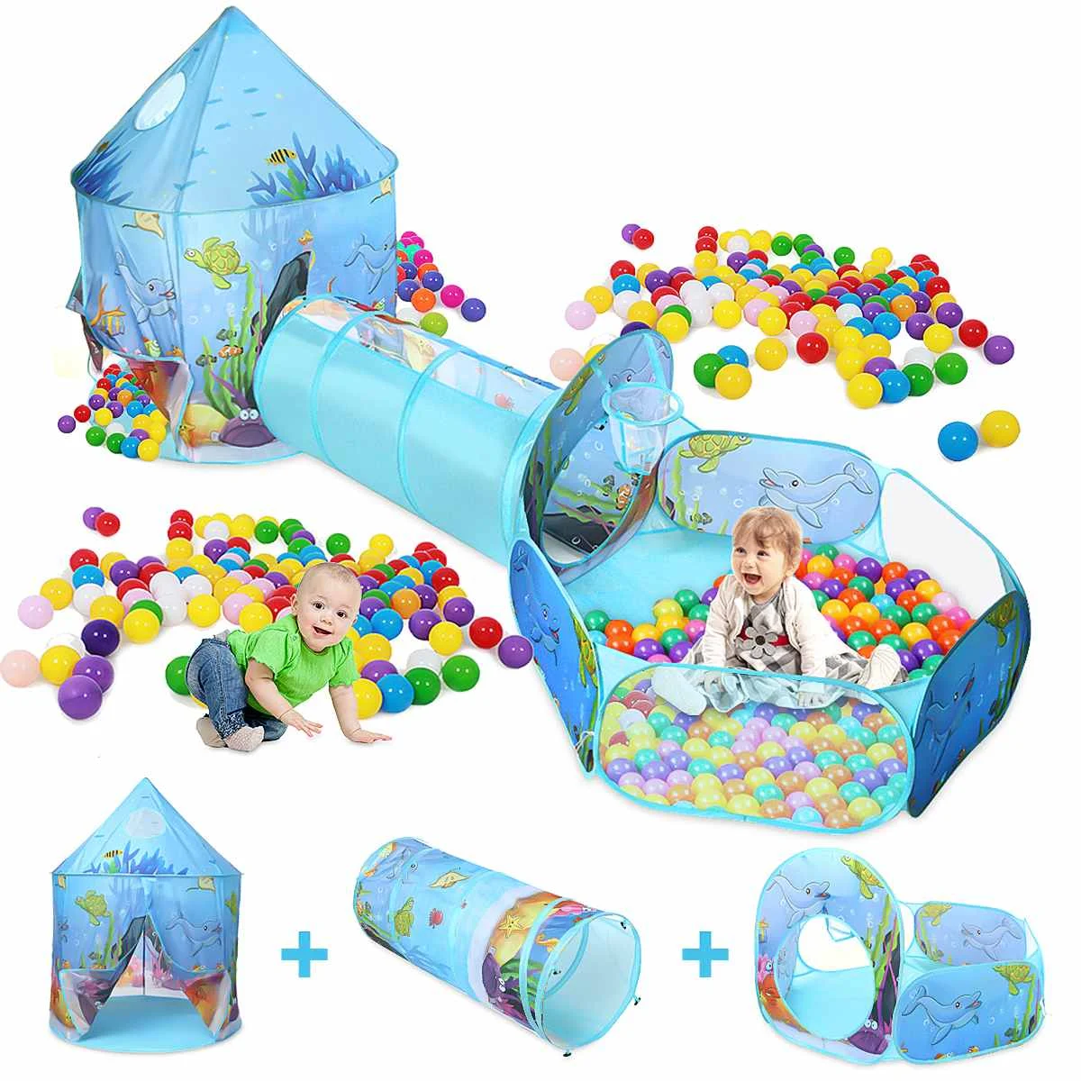 

Foldable Toy Tents Kids Children Ball Pool Pit Outdoor Indoor Play Tents Game House Ocean Pool Tunnel Toy Birthday Gift 3 in 1