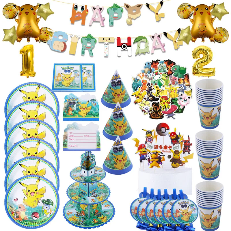 Футболка с принтом Пикачу Покемон тематический День Рождения Декоративные