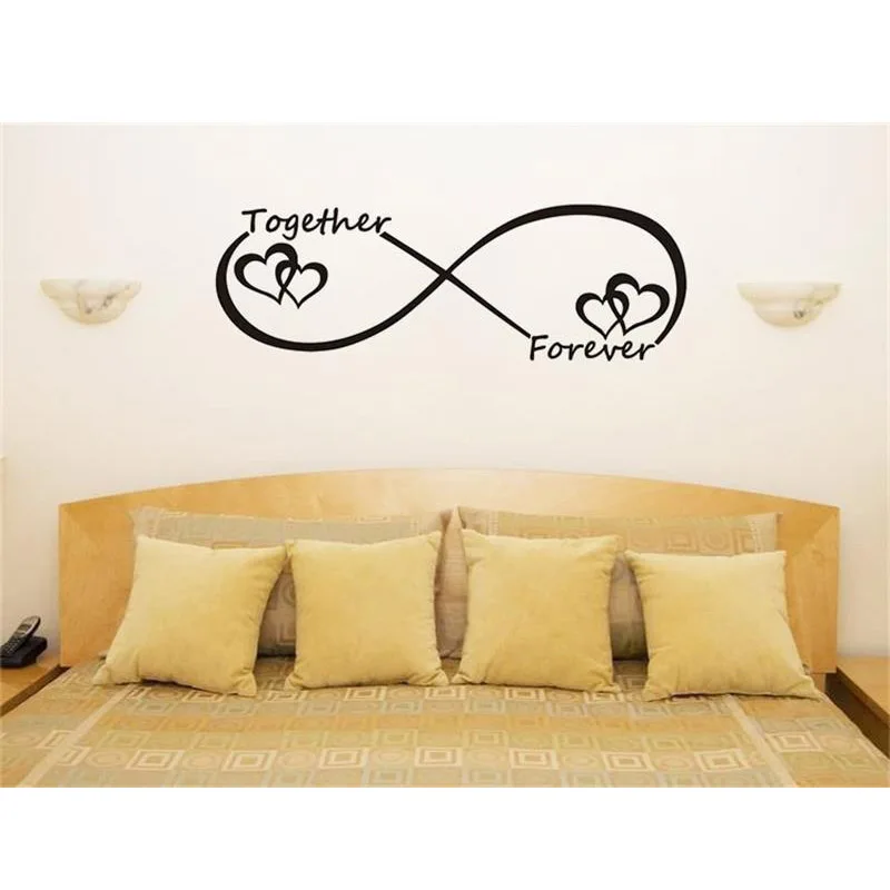 

WJWY Together Forever Wall Stickers Romantic Quotes Home Decor Living Room Bedroom Art Murals Wall Decoration