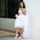 Юбка женская Тюлевая, макси-юбка с высокой и низкой длинные юбки из тюлевой ткани